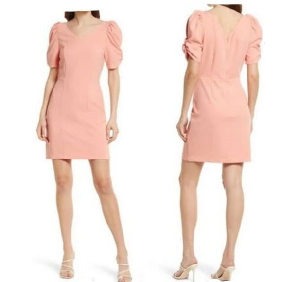 Chelsea28 Puff Sleeve Minidress In Orange Desert Puff Sleeve Mini NWT Size Small - Picture 1 of 4